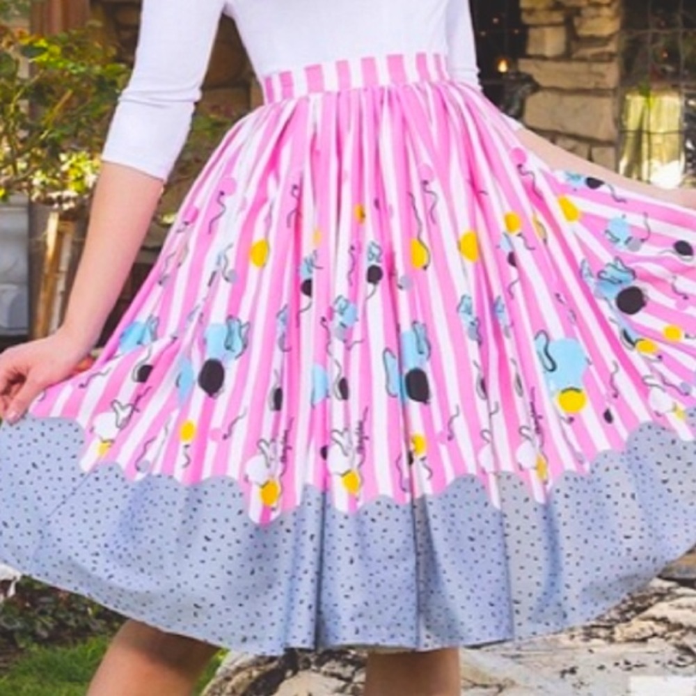 Pinup Girl Clothing Mary Blair Elephants Skirt in size XL